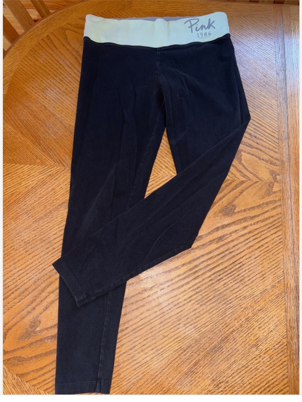 Y2K Victoria’s Secret PiNK Women's Black Low Rise Leggings Waistband LOGO Medium